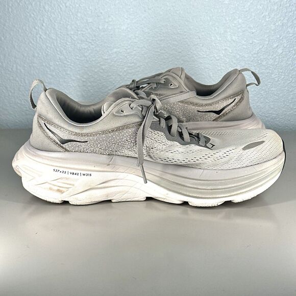 Hoka One One Bondi 8 Men's Gray 9 2E Running Cushioned Lightweight Gym Shoes - Picture 6 of 16